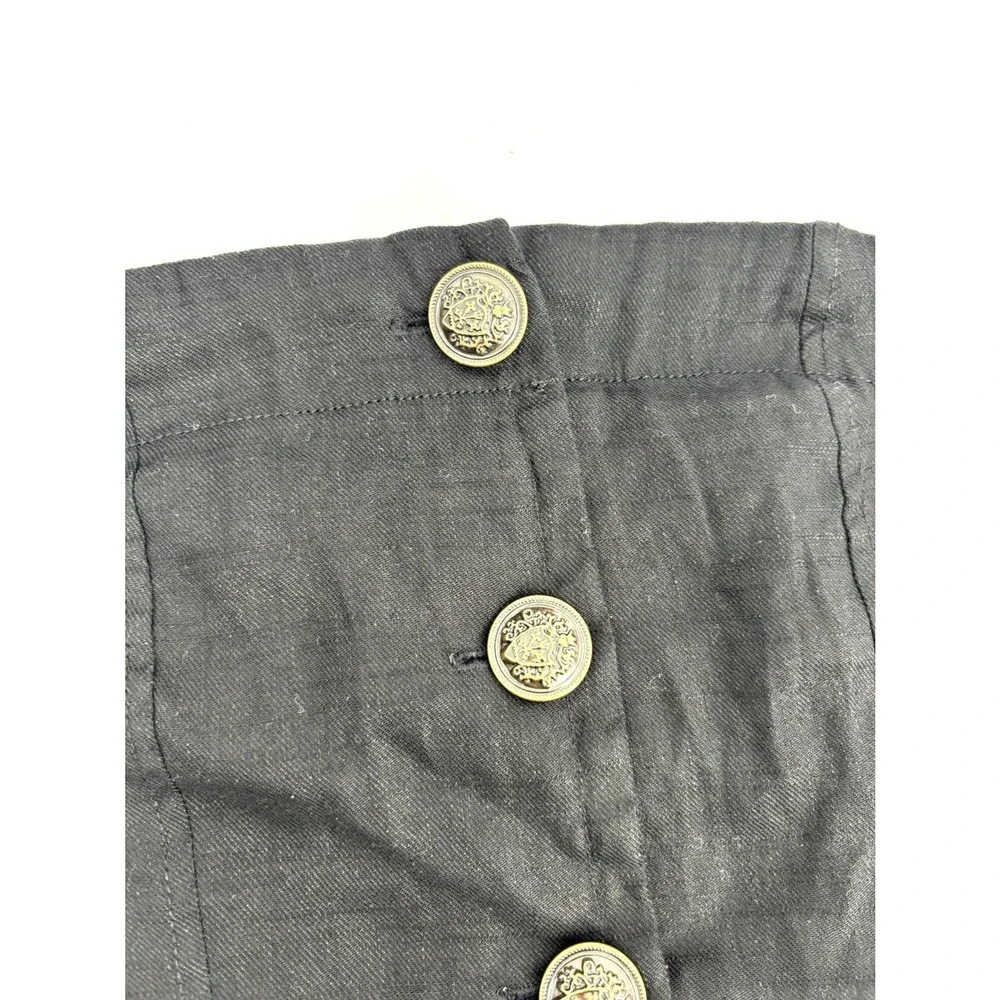 Free People‎ Corset Top Womens 8 Black Strapless Button Down Linen Blend